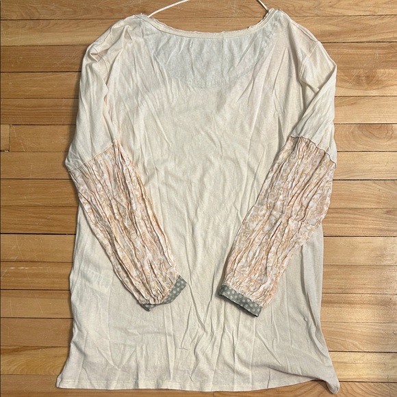 We The Free-Free People Jade Long Balloon Sleeve Pattern Print Top In Cream - Picture 5 of 7